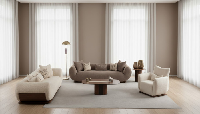 Divano 3+3+1 posti Sofas legno soggiorno divani imbottiti design lusso