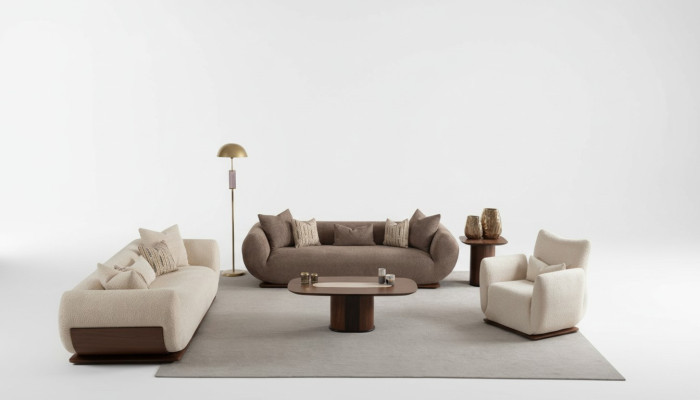 Divano 3+3+1 posti Sofas legno soggiorno divani imbottiti design lusso