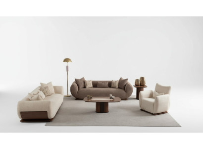 Divano 3+3+1 posti Sofas legno soggiorno divani imbottiti design lusso