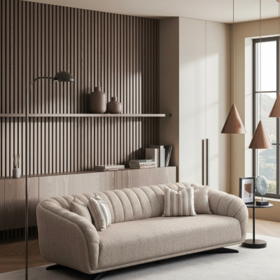 Divano 3 posti poltrona grigia tessuto design moderno nuovo