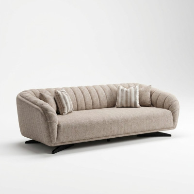 Divano 3 posti poltrona grigia tessuto design moderno nuovo