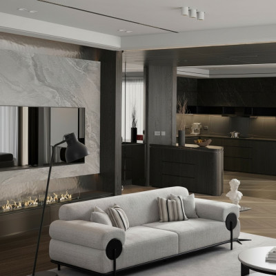 Divano 3 posti in tessuto design moderno grigio