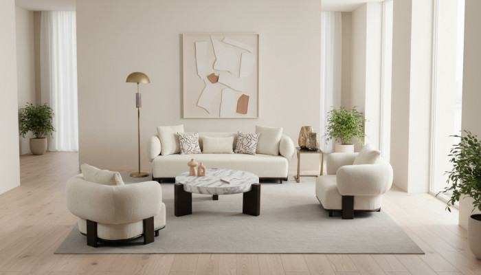 Divano 2x Set 3 posti poltrona Bianco Design Moderno Set Divano