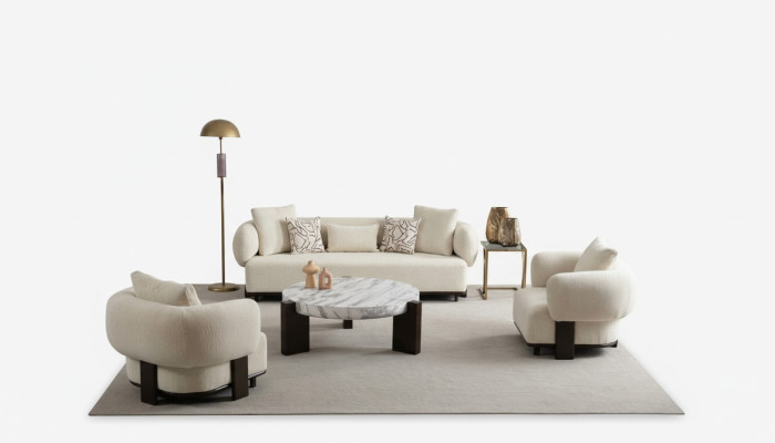 Divano 2x Set 3 posti poltrona Bianco Design Moderno Set Divano