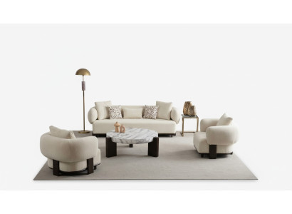 Divano 2x Set 3 posti poltrona Bianco Design Moderno Set Divano