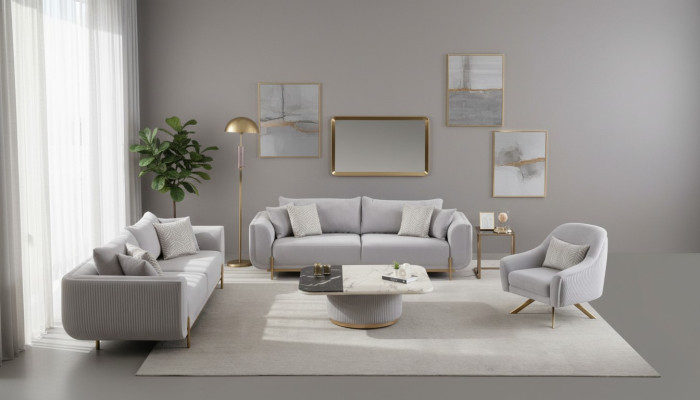 Divano 3+3+1 posti Nuovo Design Sofas Poltrone Tessuto Relax Moderno