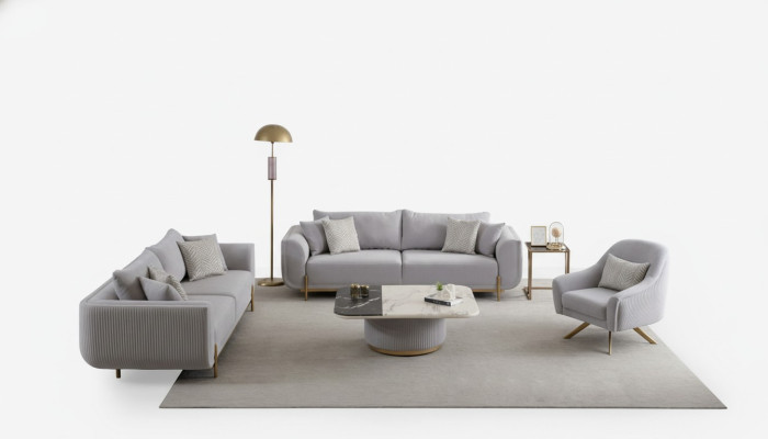 Divano 3+3+1 posti Nuovo Design Sofas Poltrone Tessuto Relax Moderno