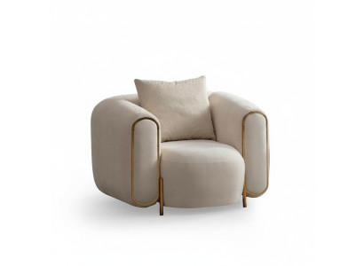Poltrona di lusso beige stile soggiorno imbottitura tessile lounge moderna