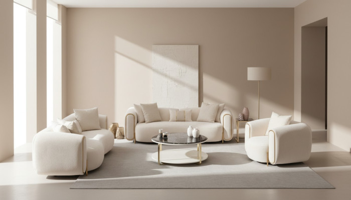 Set di divani 3+3+1 posti Design Divano Poltrone Moderno Lusso Nuovo
