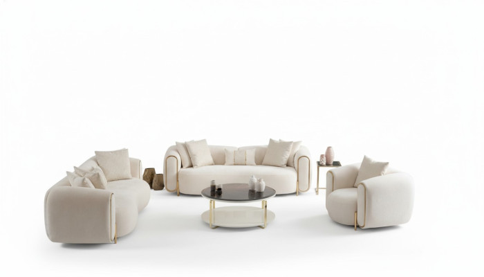 Set di divani 3+3+1 posti Design Divano Poltrone Moderno Lusso Nuovo