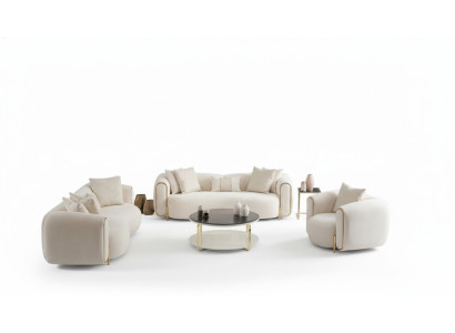 Set di divani 3+3+1 posti Design Divano Poltrone Moderno Lusso Nuovo