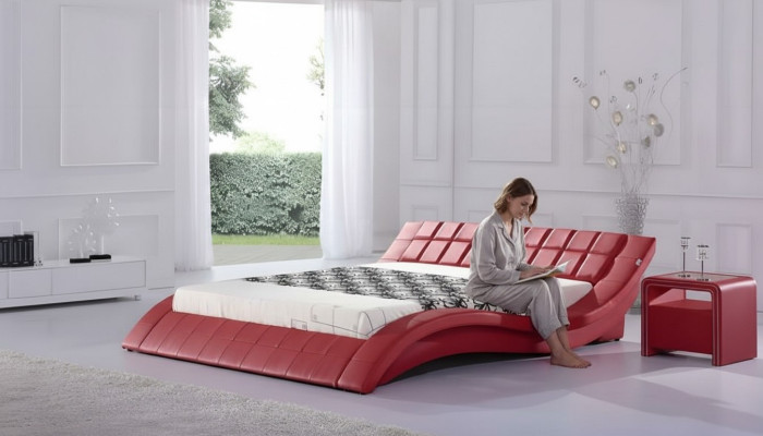 Letto di lusso Letti di design rossi Arredamento Letto matrimoniale Letto da hotel 180x200