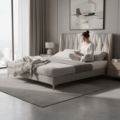 Letto grigio nero designer per giovani lusso letto matrimoniale completo hotel nuovo
