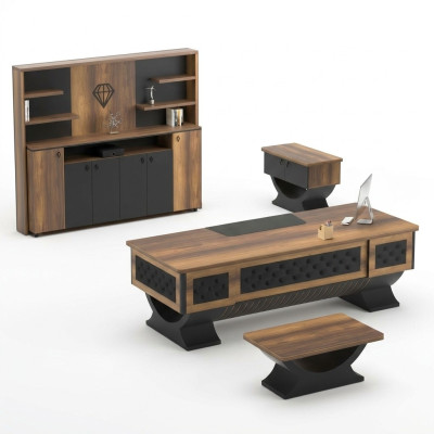 Set da ufficio credenza tavolino tavolo sideboard legno marrone nero 4 pezzi