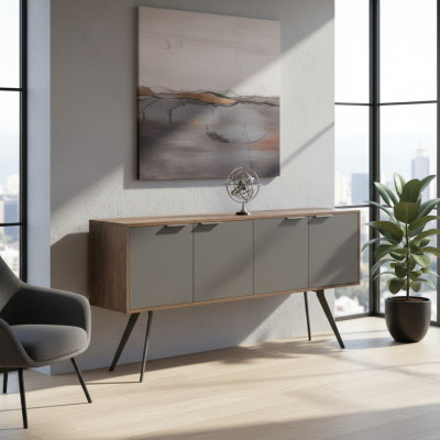 Sideboard per ufficio soggiorno rettangolare mobili in legno marrone grigio