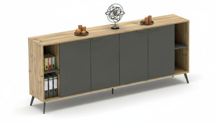 Armadio da ufficio Comò Scaffale Sideboard Studio Beige Grigio