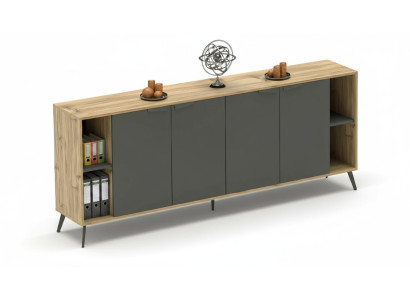 Armadio da ufficio Comò Scaffale Sideboard Studio Beige Grigio
