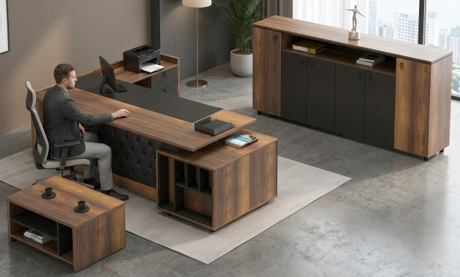 Tavolo da lavoro Sideboard per ufficio Set di mobili 3 pezzi