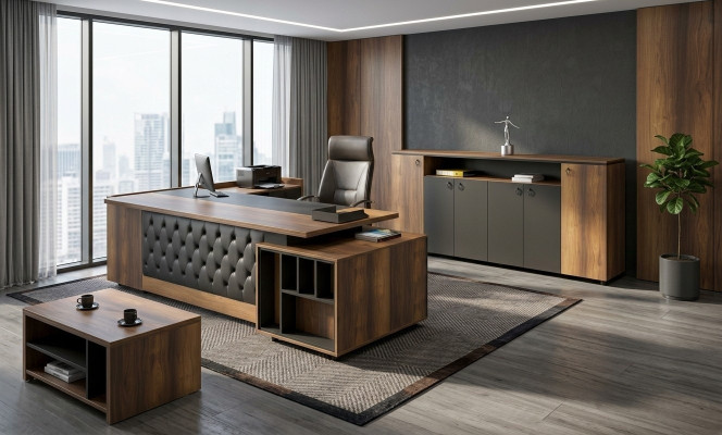 Tavolo da lavoro Sideboard per ufficio Set di mobili 3 pezzi