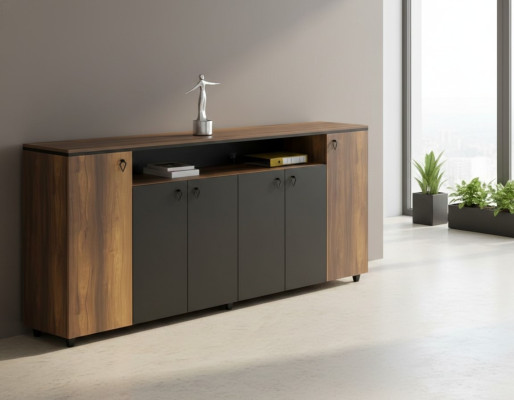Mobiletto credenza armadio con ante per studio marrone nero