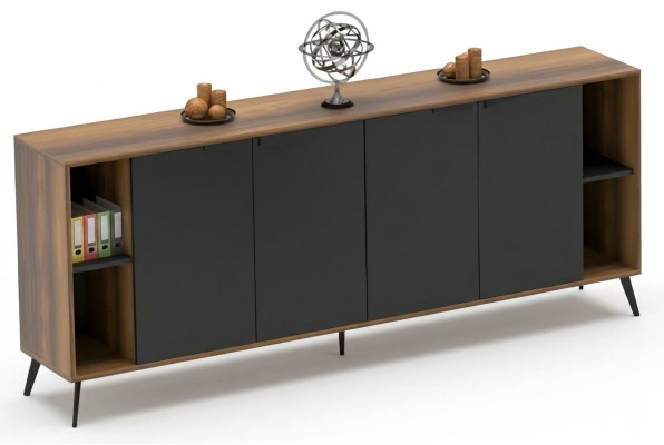 Comò Sideboard arredamento per ufficio studio armadio marrone nero