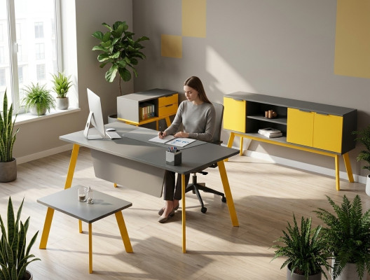 Set da ufficio tavolo mobiletto tavolino comò arredamento completo