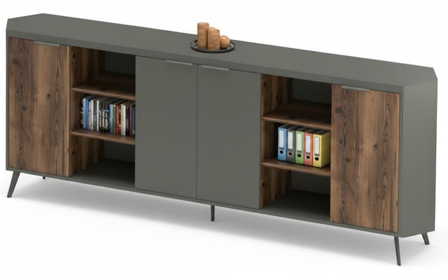 Armadio da ufficio armadietto sideboard in legno grigio marrone indipendente