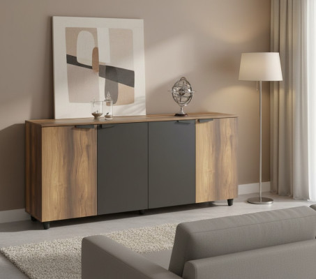 Armadio da ufficio armadietto sideboard comò stanza da lavoro marrone nero