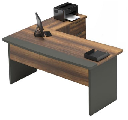 Set da ufficio tavolo sideboard tavolino contenitore legno grigio marrone