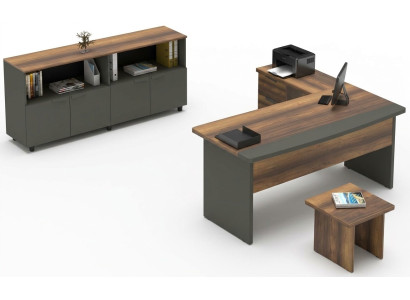 Set da ufficio tavolo sideboard tavolino contenitore legno grigio marrone