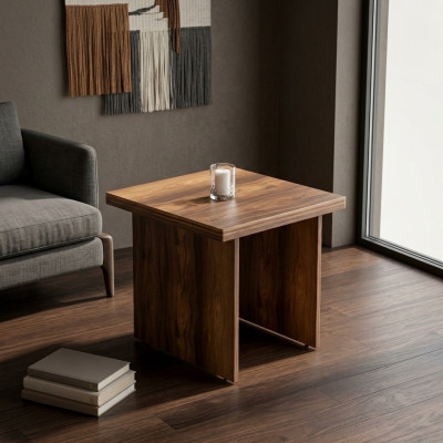 Tavolino quadrato in legno, tavolo laterale opaco, studio, marrone