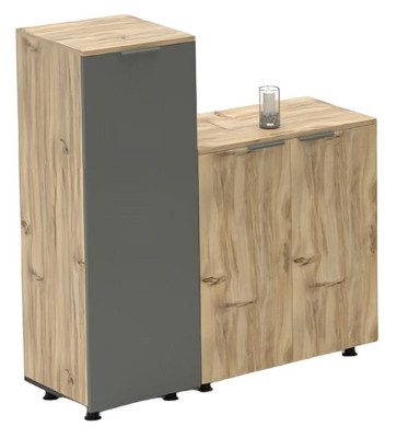 Set da ufficio in legno beige grigio tavolo armadio tavolino comò