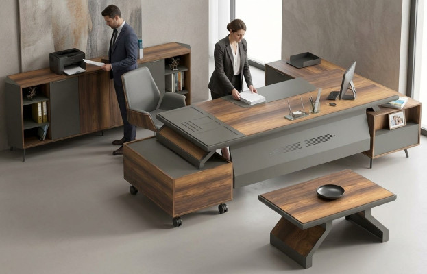 Scrivania tavolo sideboard ufficio arredamento set 3 pezzi mobili