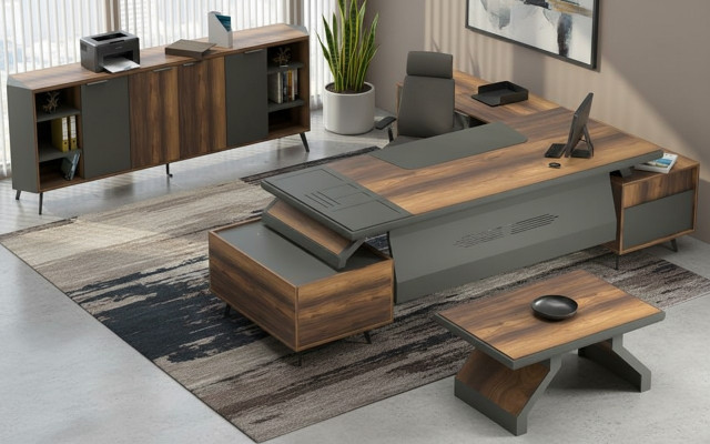 Scrivania tavolo sideboard ufficio arredamento set 3 pezzi mobili