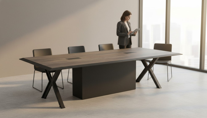 Scrivania tavolo da ufficio rettangolare camera da lavoro ufficio grigio nero legno