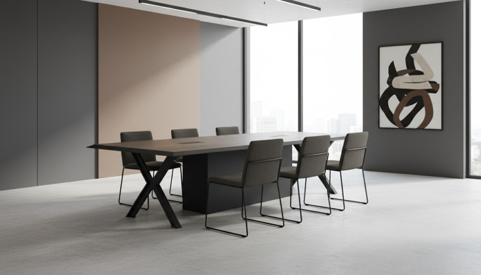 Scrivania tavolo da ufficio rettangolare camera da lavoro ufficio grigio nero legno