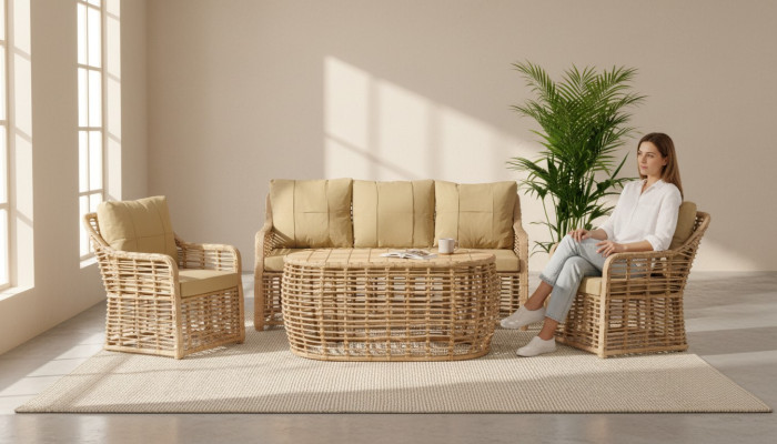 Set di mobili da giardino divano tavolo divano poltrona veranda gruppi di seduta moderno lusso nuovo