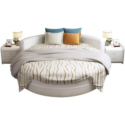 Letto rotondo nero con design moderno, dettagli eleganti e divano letto