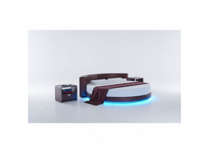 Letto rotondo Bordeaux con illuminazione LED Design moderno divano letto imbottito
