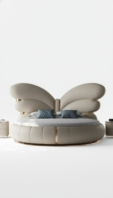 Letto rotondo di lusso farfalla designer beige