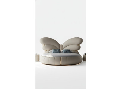 Letto rotondo di lusso farfalla designer beige