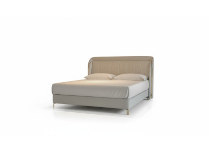 Letto di lusso design moderno grigio con testata elegante dorata