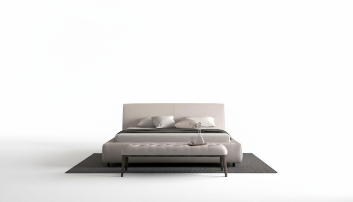 Letto imbottito matrimoniale design elegante beige superficie di riposo
