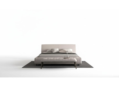 Letto imbottito matrimoniale design elegante beige superficie di riposo