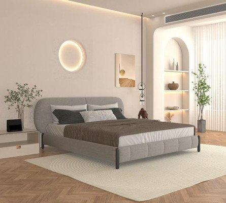 Letto imbottito grigio comfort design elegante letto di lusso