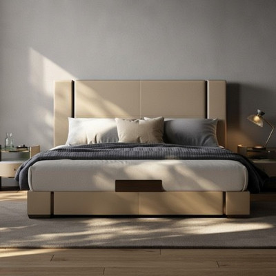 Letto di lusso beige letto imbottito moderno comfort stile design elegante