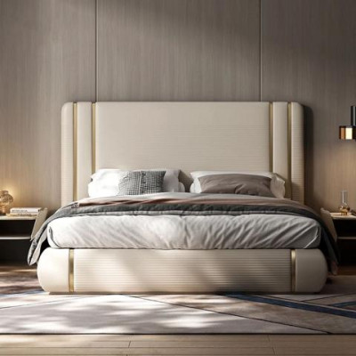 Letto imbottito letto di lusso beige design moderno comfort