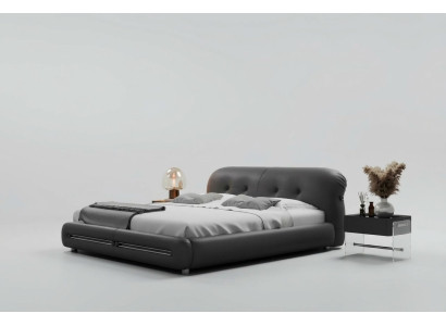 Letto imbottito nero design moderno comfort stile letto di lusso
