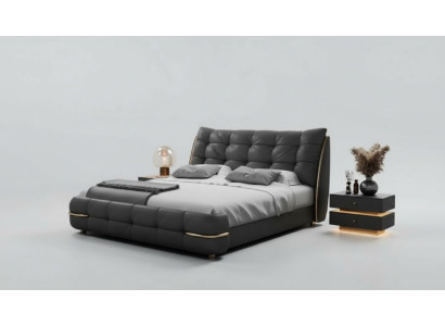 Letto di lusso nero letto imbottito moderno design elegante