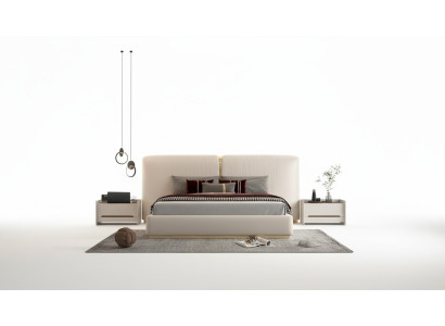 Letto imbottito di lusso design mobili camera da letto testata beige elegante